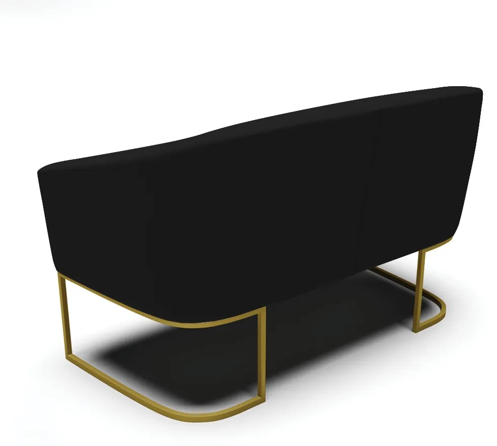 Sofá 2 Lugares Namoradeira Industrial Dourado Stella Linho D03 - D'Rossi - A79 Preto