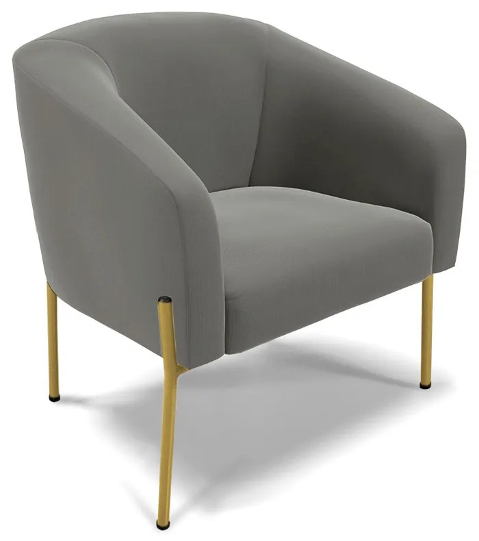 Namoradeira e 2 Poltronas Pé de Ferro Dourado Stella Suede Grafite D03 - D'Rossi