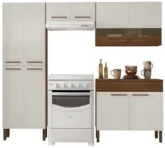 Cozinha Compacta Com Balcão 221cm Vivian Nogueira/Off White Z06 - Mpoz