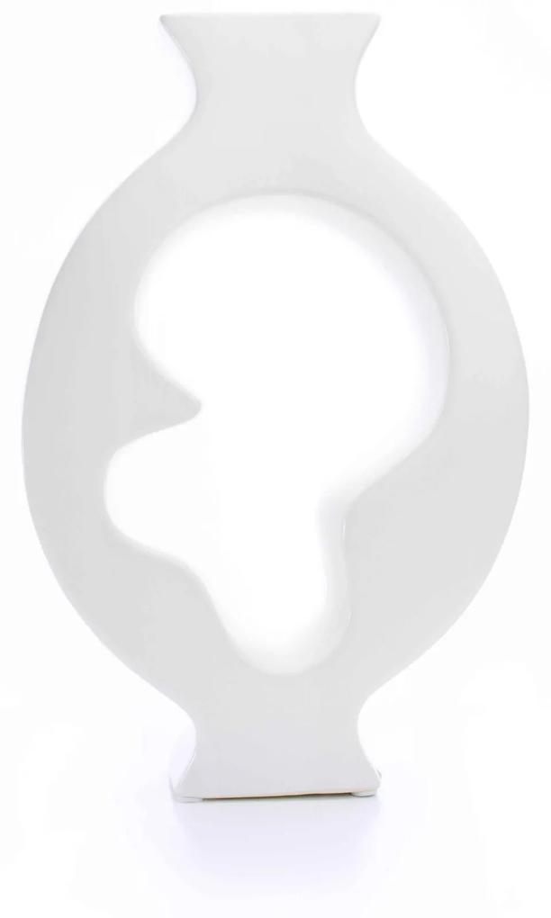 Vaso Decorativo em Cerâmica Vazado Branco 29x19 cm - D'Rossi