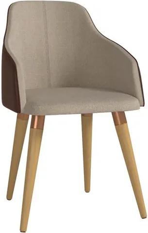 Cadeira de Jantar Molina Linho Bege Escuro Cobre - Wood Prime PV 32700