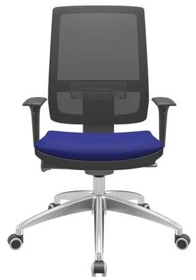 Cadeira Office Brizza Tela Preta Assento Aero Azul Autocompensador Base Aluminio 120cm - 63749 Sun House