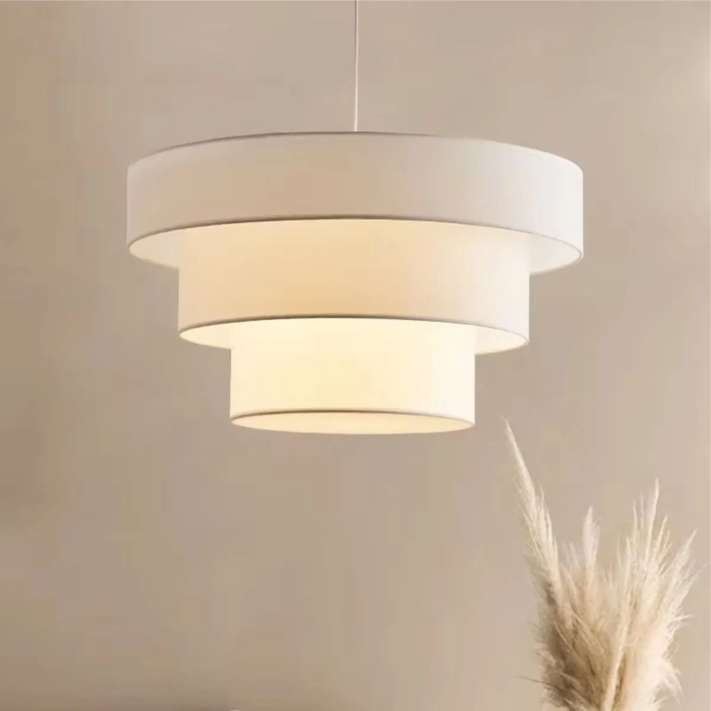 Lustre Luminária Pendente Vivare Pe-4108-br Cúpula em Tecido Ideal para Quarto, Sala De Estar, Sala De Jantar