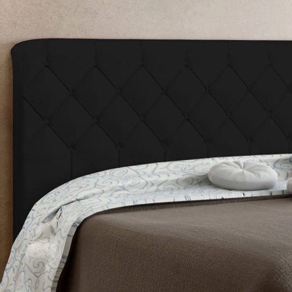 Cabeceira Paris Cama Box King 195 cm Suede Preto D'Rossi