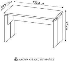 Mesa Para Escritório Home Office 125cm Corp A06 Freijó/Branco - Mpozen