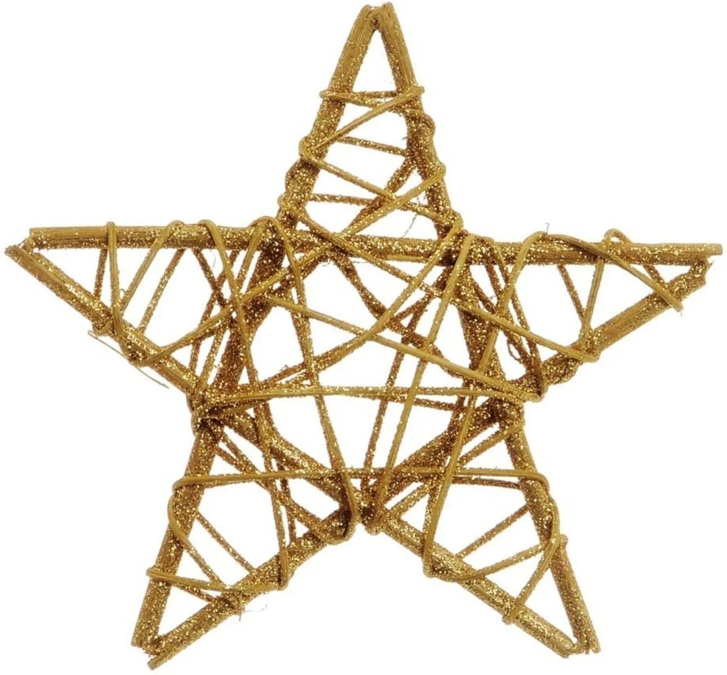 Estrela Rattan DecoraçÁo Natal 15Cm Dourado