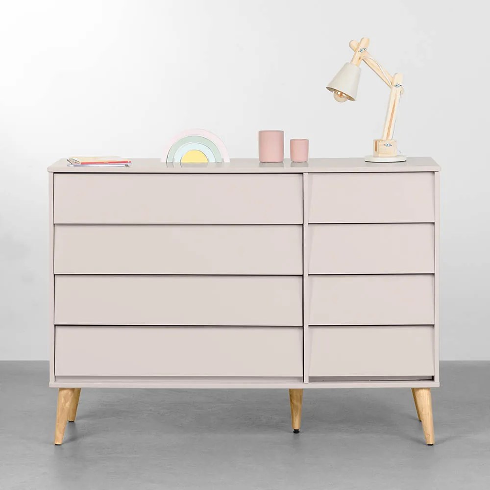 Cômoda Noah 4 Gavetas e 1 Porta com Pés Retrô Natural – Areia