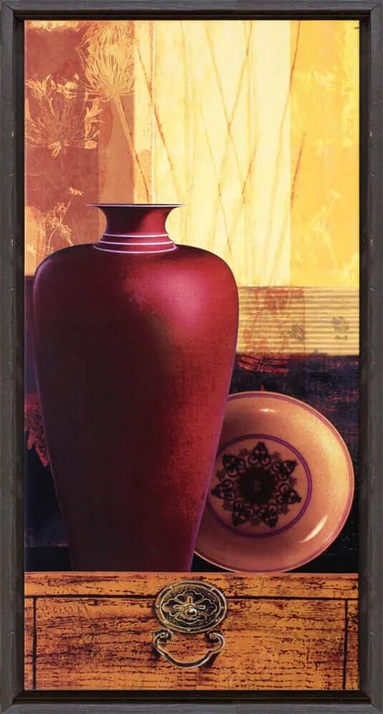 Quadro Decorativo Vaso Vermelho Ii Impresão Digital Em Tela 30x60cm