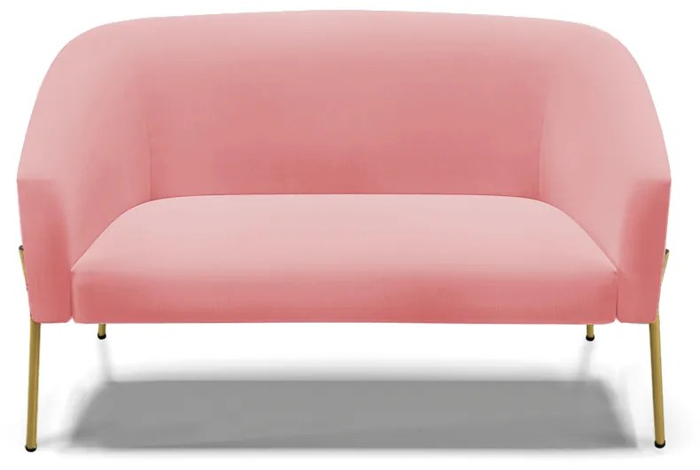 Sofá 2 Lugares Namoradeira Pé de Ferro Dourado Stella Suede D03 - D'Rossi - Rose