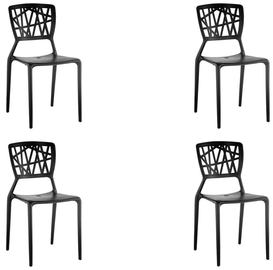 kit 4 Cadeiras Decorativas Sala e Cozinha Luara (PP) Preta - Gran Belo
