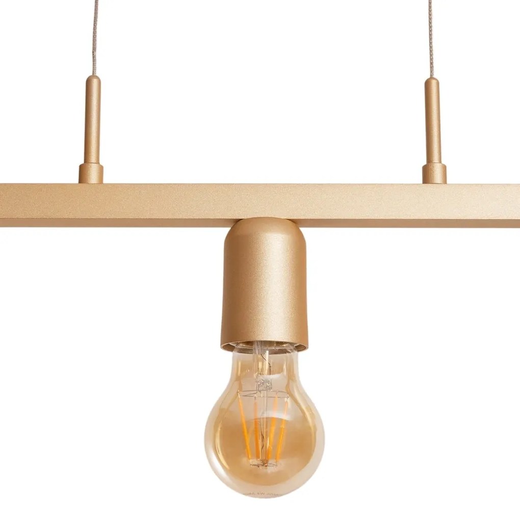 Pendente Tazza S/ Globos 100Cm 6L E27 Suspensão Cabos Kevlar | Usina 1... (CP-M - Champagne Metálico, BRANCO)