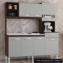 Kit Cozinha Compacta para Pia sem Tampo 7 Portas Veronez P11 Chocolate