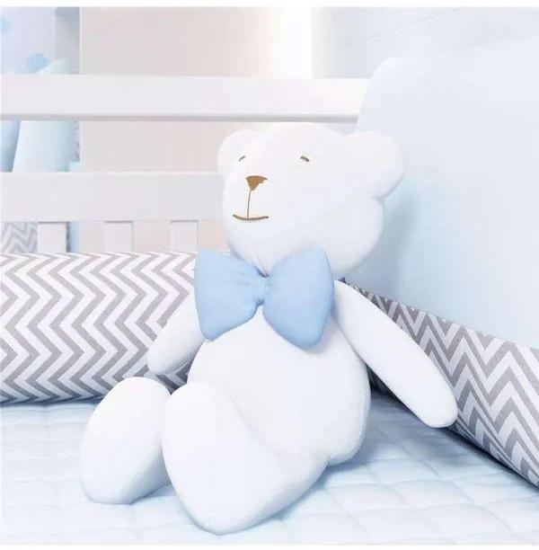 Urso Branco com Gravata Azul 42cm Grão de Gente Az