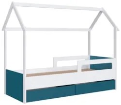 Cama Infantil Casinha Com 2 Gavetas Infix C06 Branco/Azul - Mpozenato