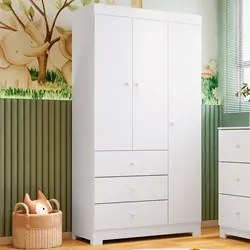 Guarda Roupa Infantil 99cm 3 Portas 3 Gavetas Duda Branco    - Phoenix