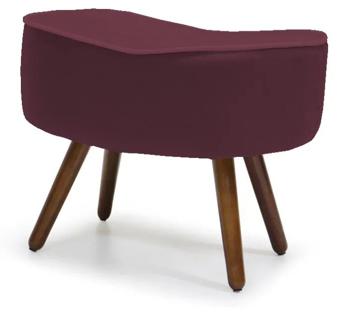 Puff Banqueta Astra com Pés Palito Suede Bordô