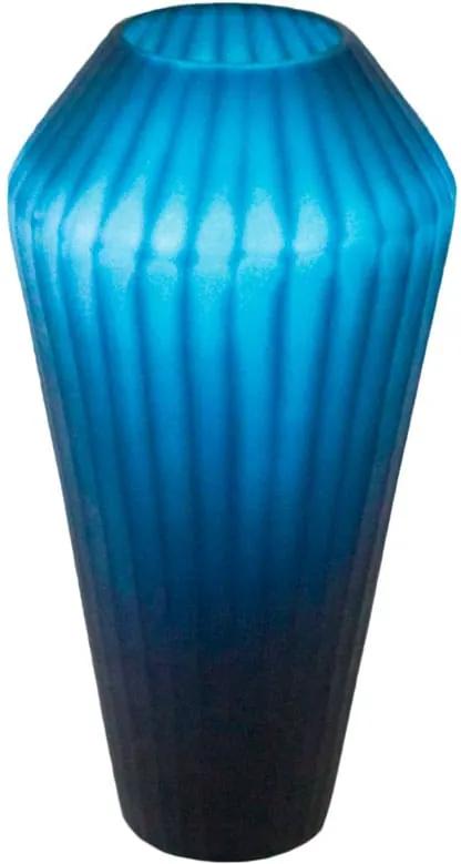 Vaso Decorativo em Vidro na Cor Azul Escuro - 35x16cm