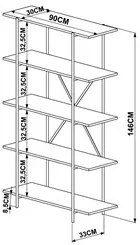 Estante Livreiro Decorativa Com Prateleiras Tube 27874 Vermont Base Pr