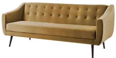 Sofa Cama Mister Veludo Dourado Base Preta 210cm - 61327 Sun House