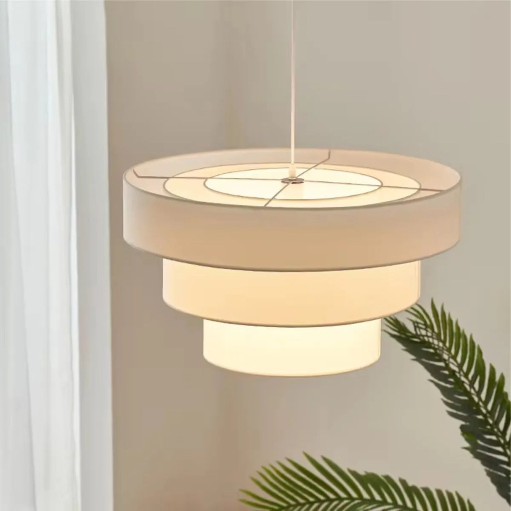 Lustre Luminária Pendente Vivare Pe-4108-br Cúpula em Tecido Ideal para Quarto, Sala De Estar, Sala De Jantar