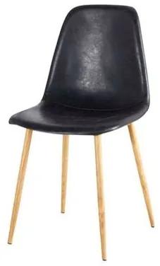 Cadeira Jacob Assento PU Preto Vintage com Pes Palito em Metal cor Madeira - 46795 Sun House