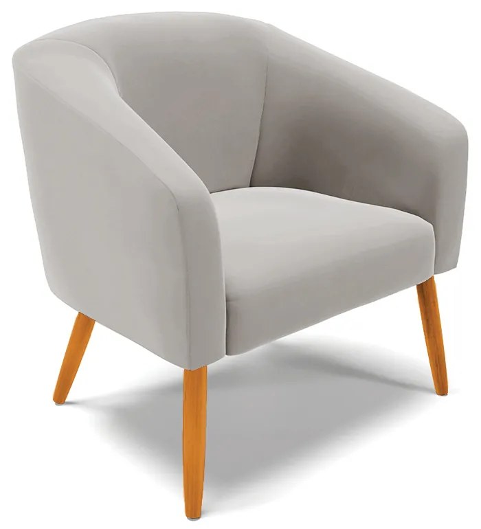 Poltrona Decorativa Pé Palito Castanho kit 2 Stella Veludo D03 - D'Rossi - Cinza