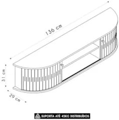 Rack Bancada de TV 60 Pol 136cm Helena Z10 Off/Cinamomo - Mpozenato