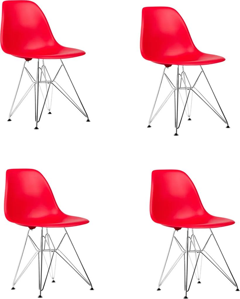 Conjunto 4 Cadeiras Eiffel Eames DSR Vermelha