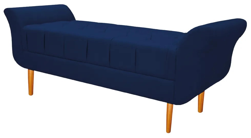 Recamier Estofado Ari 140 cm Casal Suede Azul Marinho - ADJ Decor