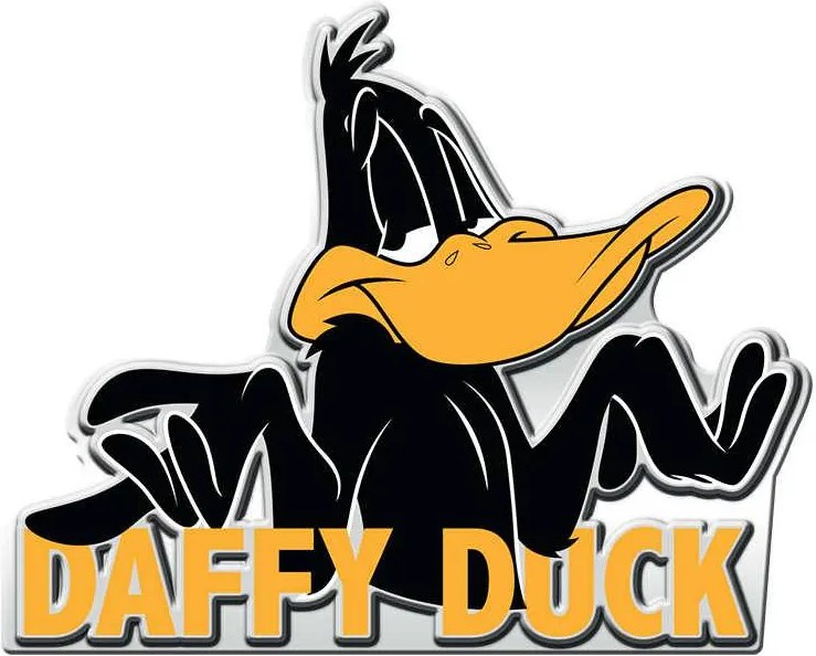 Placa Decorativa Looney Tunes Daffy Duck Preto em Metal - 35x28 cm