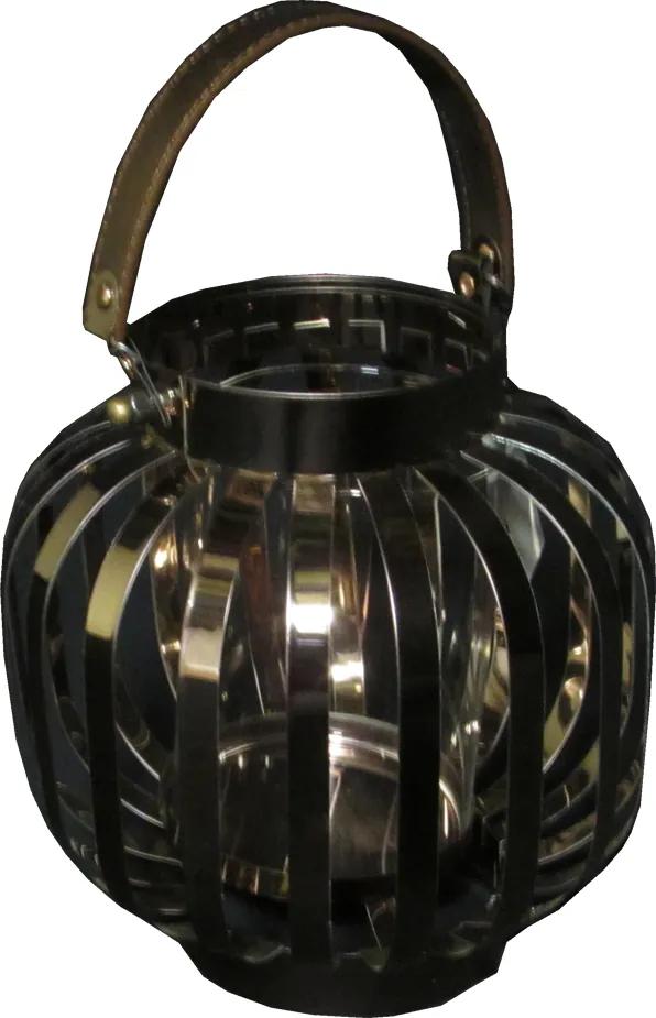 Lanterna Decorativa em Vidro e Alumínio 21 cm x 20 cm