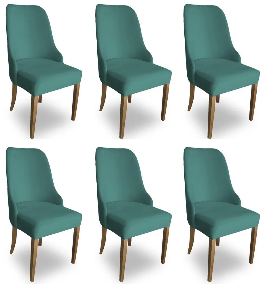 Kit 6 Cadeiras de Jantar Londres Suede Azul Tiffany