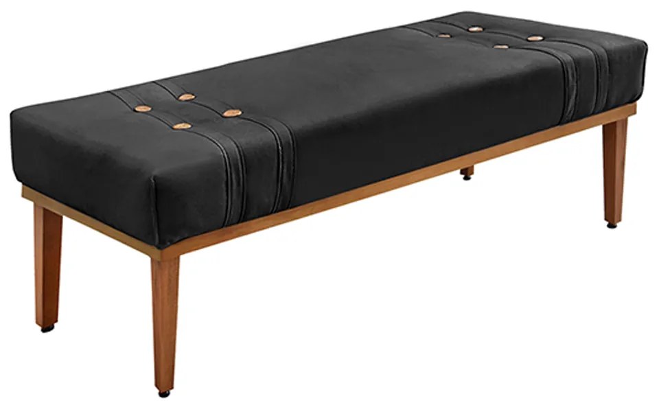 Recamier Decorativo 160cm Kors Veludo Pés de Madeira Preto G63 - Gran Belo