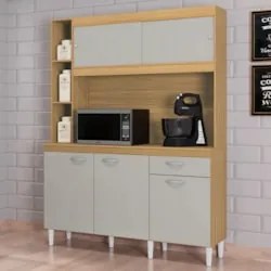 Armário de Cozinha Compacta 140cm Parisi P11 Damasco/Off White - Mpoze