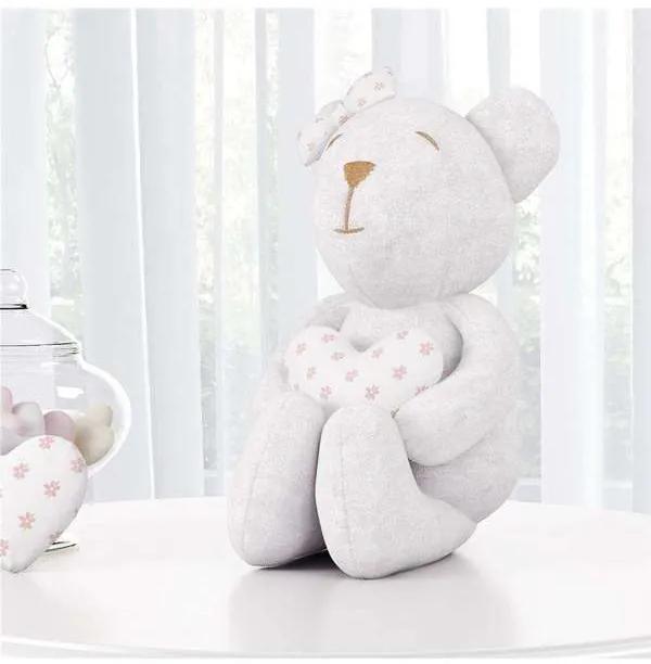 Ursa Branca com Coração Florido 42cm Grão de Gente