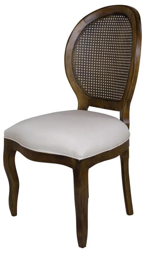 Cadeira de Jantar Medalhão Lisa Sem Braço Imbuia Envelhecido Palha - PTE 54058