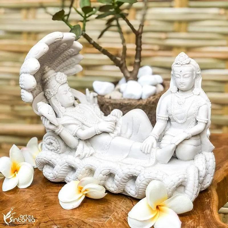 Escultura Lakshmi e Vishnu em Marmorite