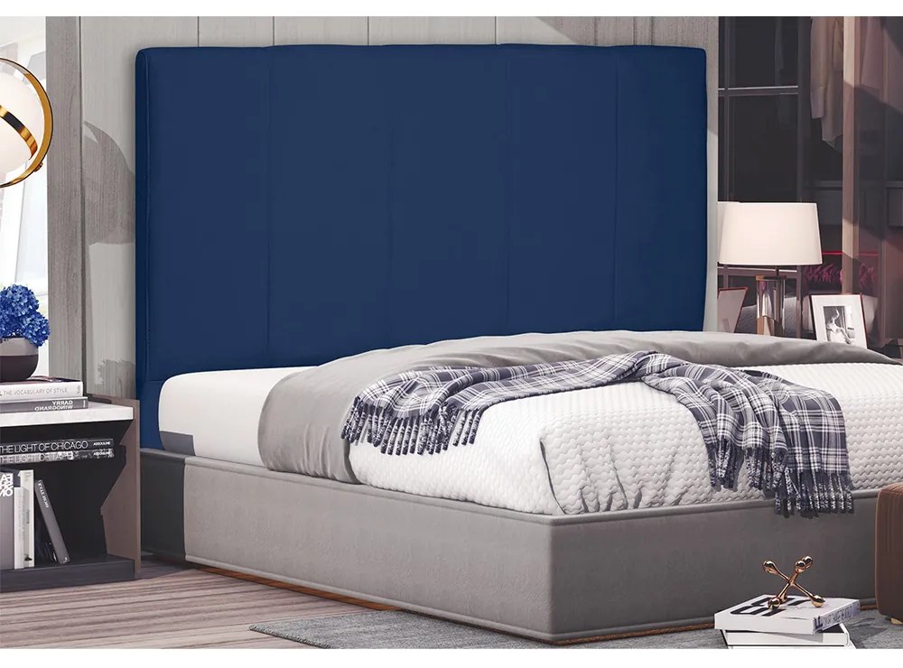 Cabeceira Arizona Para Cama Box Solteiro 90 cm Suede - D'Rossi - Azul Marinho