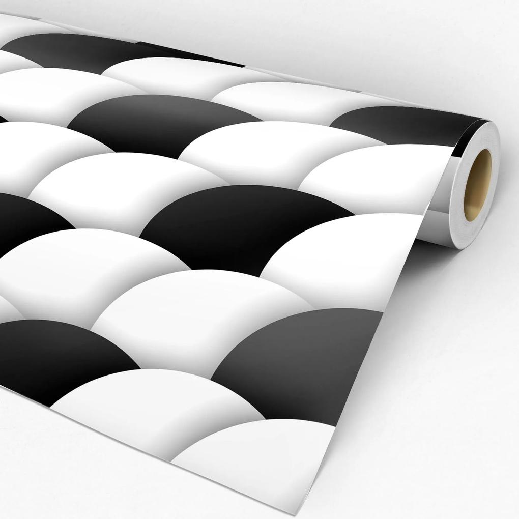 Papel de parede adesivo círculos preto e branco