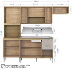 Armário de Cozinha Compacta Completa 244cm Balcão e Pia Inox Livy P11