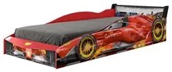 Cama Infantil Carro 100%MDF com Faróis LED Racing Car P13 Vermelho - M