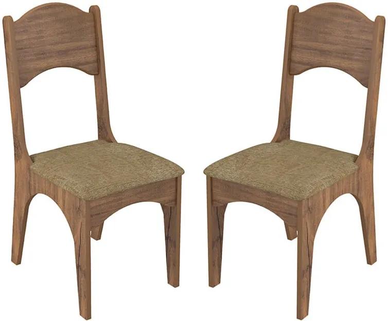 Kit 2 Cadeiras Taburi C/ Assento Estofado 100% MDF Chenille Marrom /
