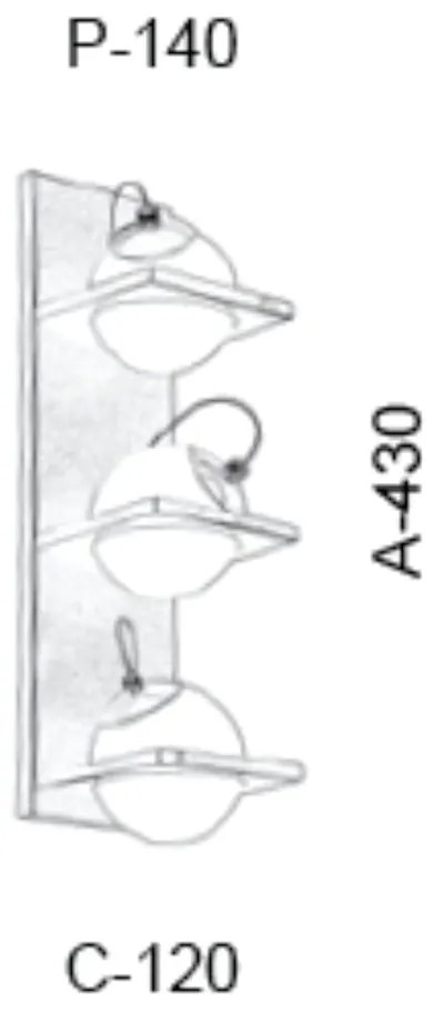 Arandela C/ Globo Apoio Vertical 43X14X12Cm Metal E Vidro 3 X G9 Globo... (CAFÉ, FOSCO)