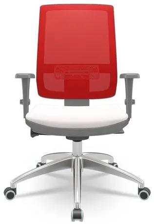 Cadeira Brizza Diretor Grafite Tela Vermelha com Assento Vinil Eco Branco Base Autocompensador Aluminio - 65804 Sun House