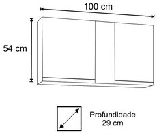 Armário Aéreo 100cm 2 Portas Indiana Castanho/Cinza - Lumil Móveis