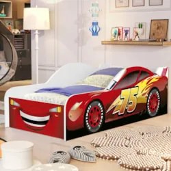 Mini Cama Infantil 148x68cm Personagens Carro Vermelho Z53 - Mpozenat