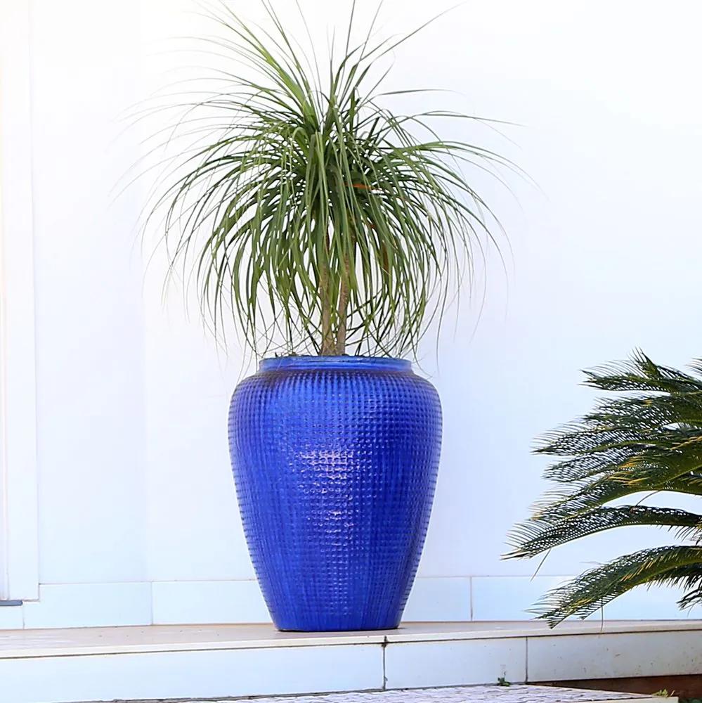 Vaso Vietnamita Cerâmica Importado Dimple Jar Azul D70cm x A87cm