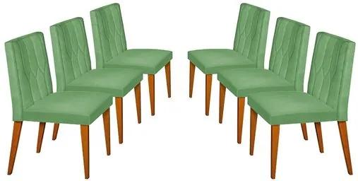 Kit 6 Cadeiras de Jantar Estofada Verde em Veludo Dizayn