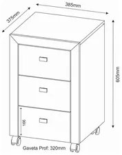 Gaveteiro 3 Gavetas Com Rodízios ME4108 Nogal - Tecno Mobili