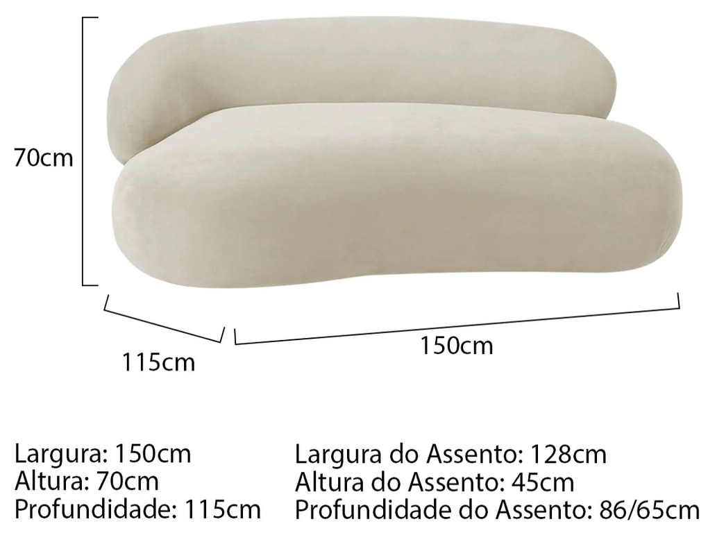 Divã Recamier Luxo Decorativo Canadá 150cm Lado Direito Bouclé - ADJ Decor